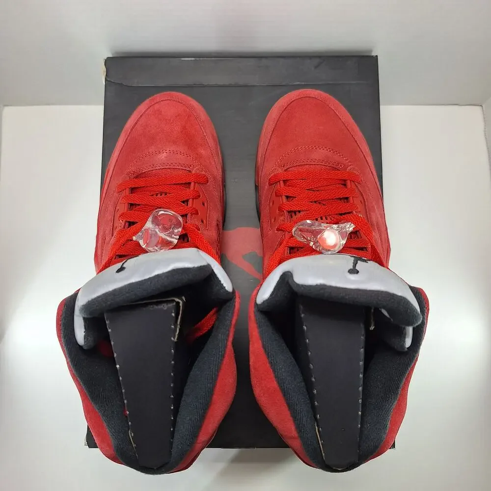 Air Jordan 5 Retro Mens 12 Red Suede 136027-602 Basketball Shoes Sneakers